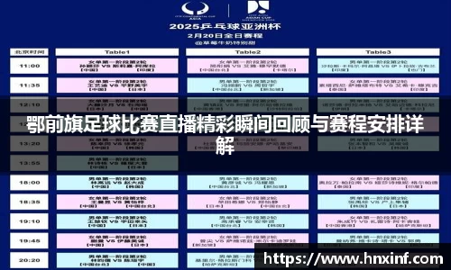 鄂前旗足球比赛直播精彩瞬间回顾与赛程安排详解